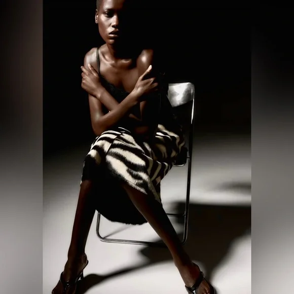 H&M ZEBRA PRINT ZIP-FRONT SKIRT - Picture 3 of 12